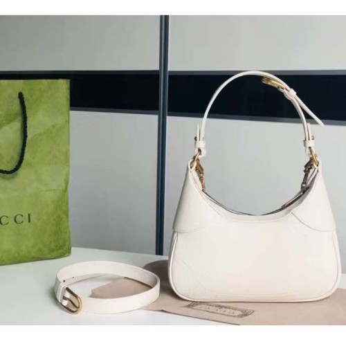 Gucci Women GG Aphrodite Small Shoulder Bag White Soft Leather Double G