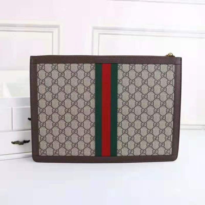 Gucci GG Unisex Ophidia GG Portfolio in Beige/Ebony GG Supreme Canvas