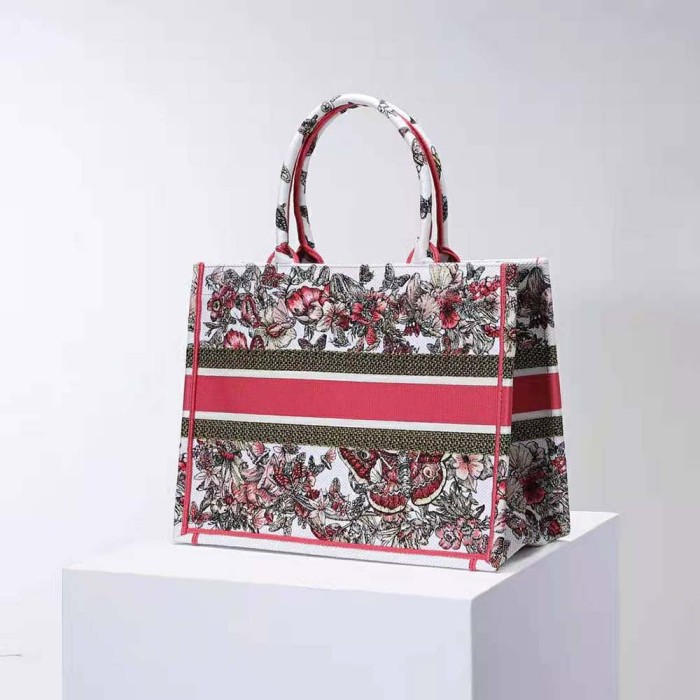 Dior Women Medium Dior Book Tote Multicolor Butterfly Embroidery