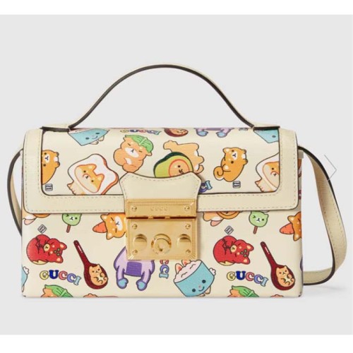 Gucci Unisex Animal Print Mini Bag Beige Ebony GG Supreme Canvas