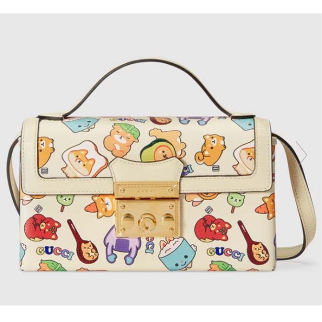 Gucci Unisex Animal Print Mini Bag Beige Ebony GG Supreme Canvas