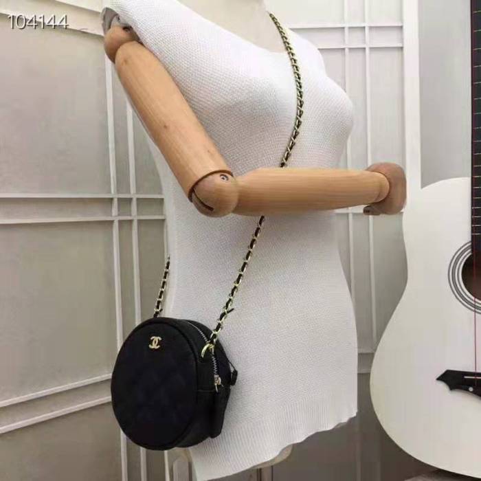 Chanel Women Classic Clutch with Chain in Grained Calfskin Leather-Black