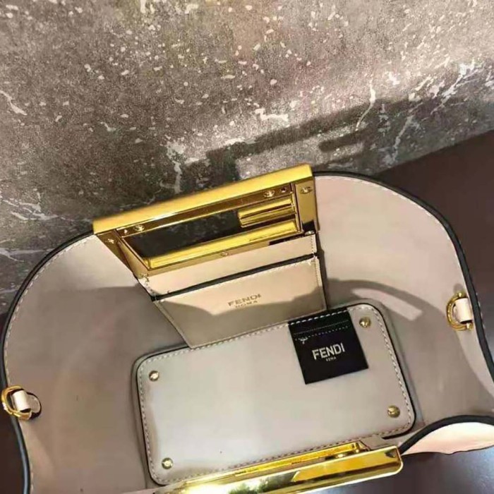 Fendi Women Way Small Made of Camellia-Colored Leather Bag-White