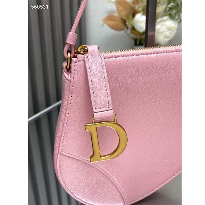 Dior CD Women Saddle Rodeo Pouch Melocoton Pink Goatskin