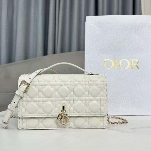 Dior Women CD Miss Dior Top Handle Bag Latte Cannage Lambskin