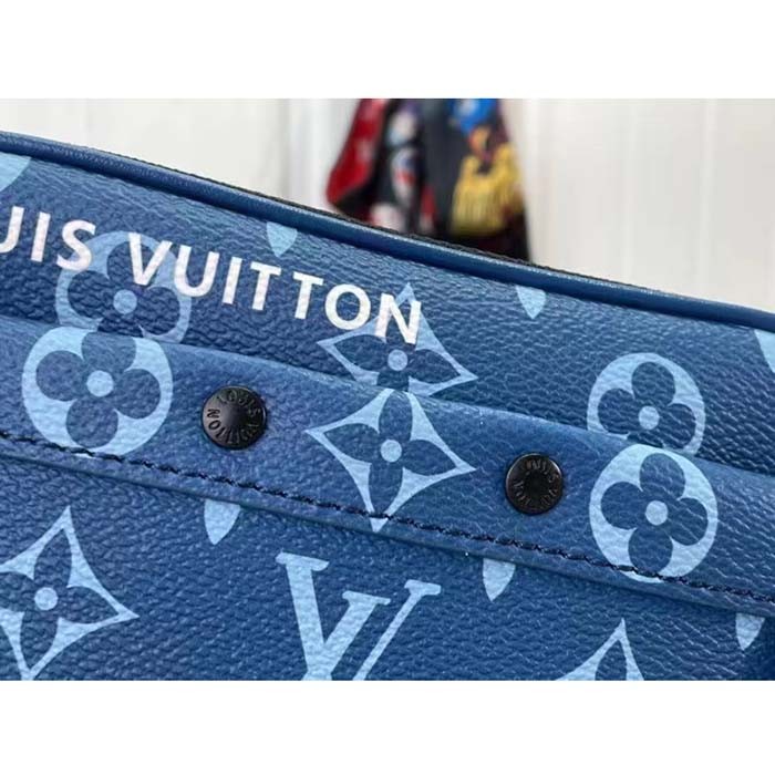 Louis Vuitton LV Unisex Nano Alpha Atlantic Blue Monogram Coated Canvas Cowhide Leather