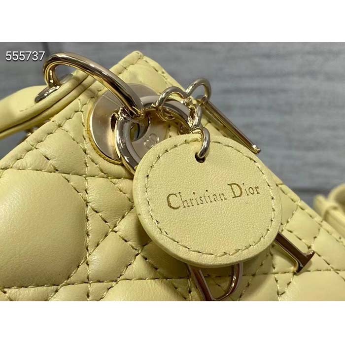 Dior Women CD Lady Dior Micro Bag Yellow Cannage Lambskin