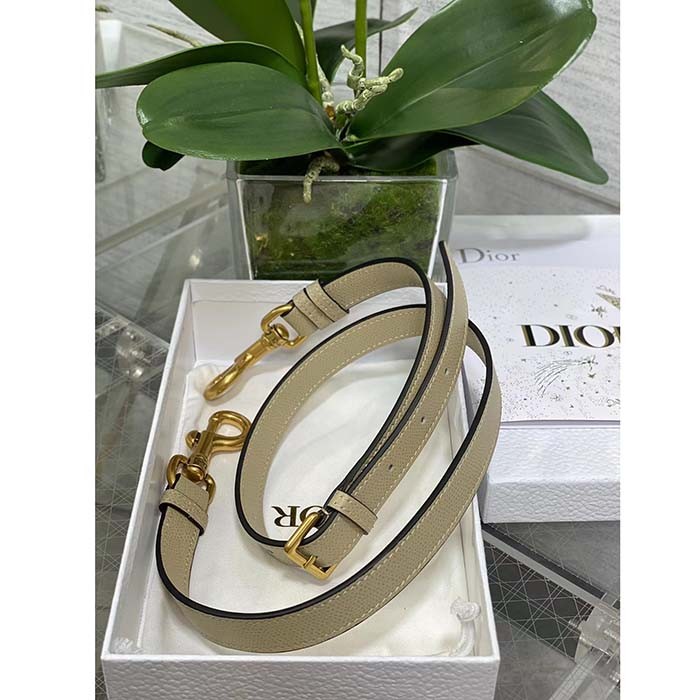 Dior Women Saddle Bag Strap Sand-Colored Grained Calfskin CD Signature Interior Back Pocket