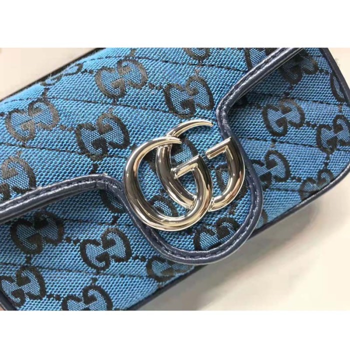 Gucci Women GG Marmont Multicolor Super Mini Bag Blue Double G