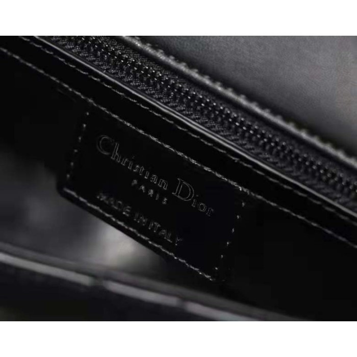 Dior Women CD Small Dior Caro Bag Black Quilted Macrocannage Calfskin