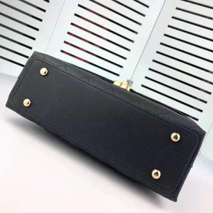 Chanel Women Flap Bag with Top Handle in Calfskin-Black