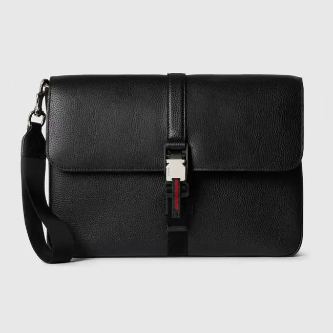 Gucci Men Medium Business Case with Web-Black 816755AAEF61042