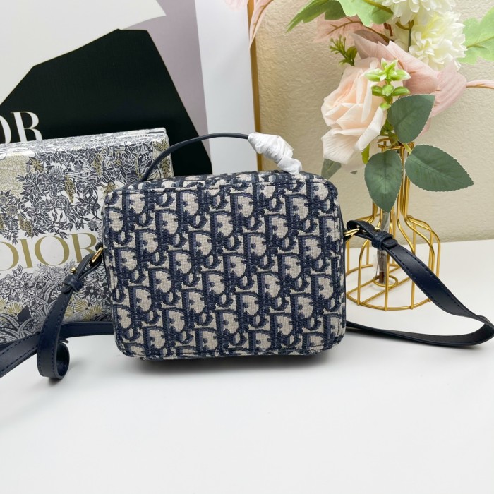 Dior Unisex CD 30 Montaigne Box Bag Blue Multicolor Dior Oblique Jacquard