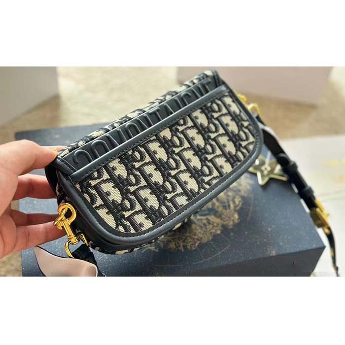 Dior Women Bobby East-West Bag Blue Dior Oblique Jacquard