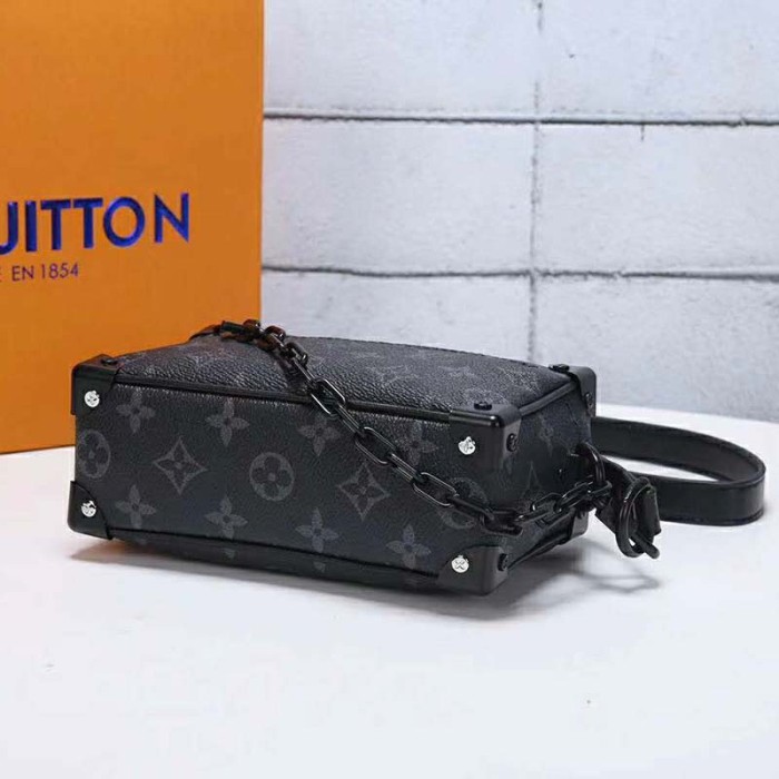Louis Vuitton LV Unisex Mini Soft Trunk Bag in Monogram Eclipse Canvas and Chain