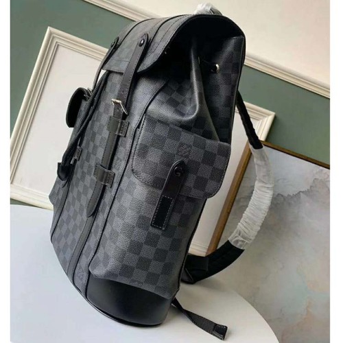 Louis Vuitton LV Unisex Christopher PM Backpack in Damier Graphite Canvas-Grey