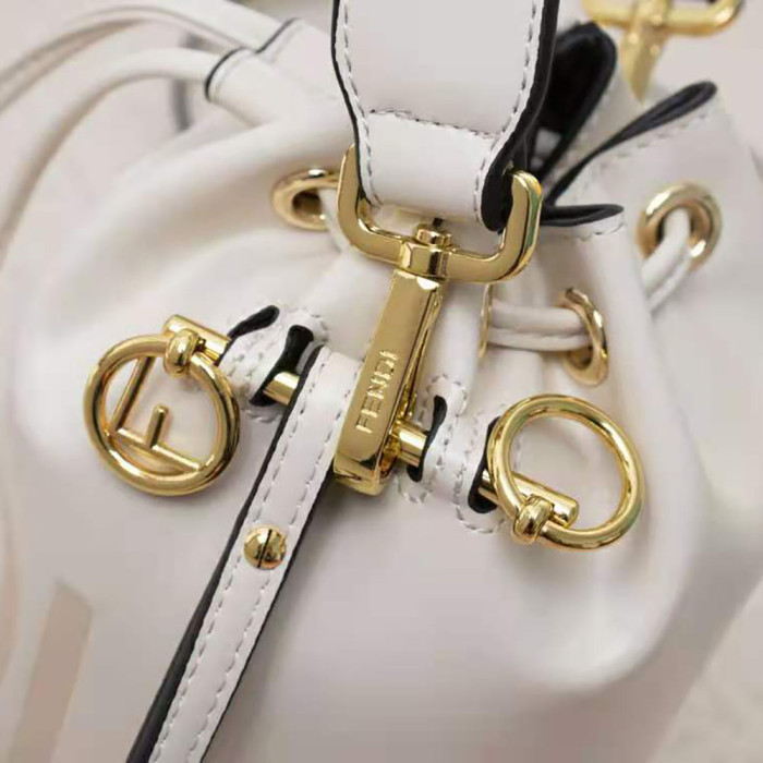 Fendi Women Mon Tresor Leather Mini Bag-White