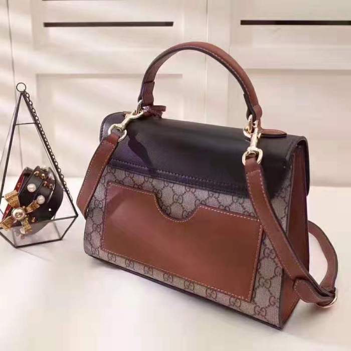 Gucci GG Women GG Padlock Small GG Top Handle Bag in Beige GG Supreme Canvas