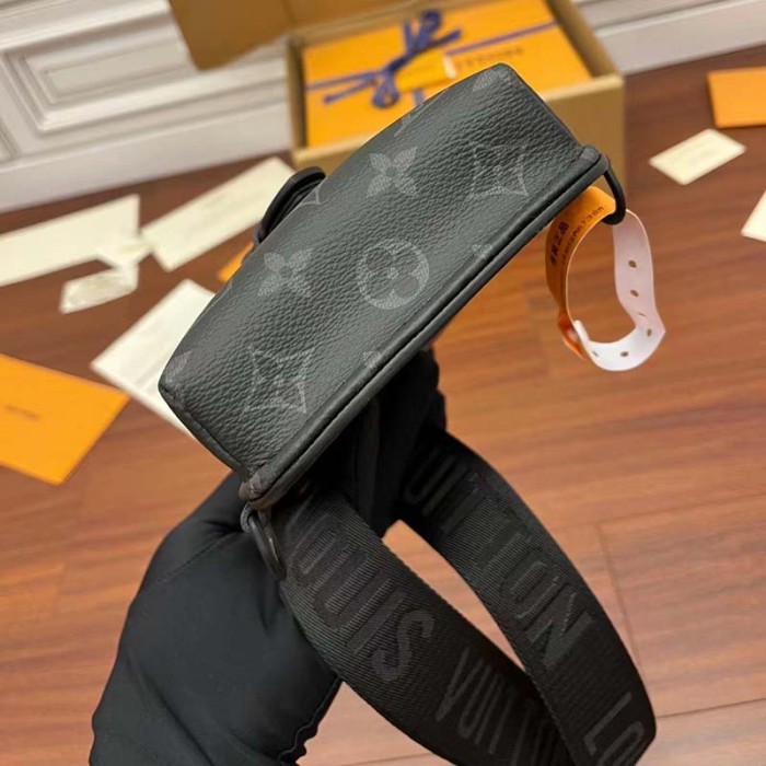 Louis Vuitton LV Unisex Saumur Slingbag Monogram Eclipse Coated Canvas Black Cowhide