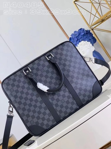 Louis Vuitton LV Unisex Porte-Documents Voyage Damier Graphite Coated Canvas Cowhide-Leather