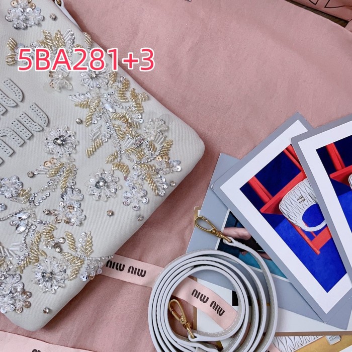5BA281 miu new beaded embroidered ivy bag