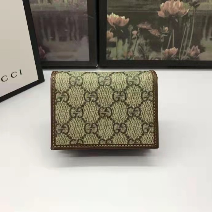 Gucci Unisex 1955 Horsebit Key Case Wallet Beige Ebony GG Supreme Canvas