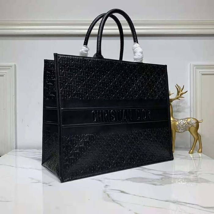 Dior Book Tote Black Dior Oblique Embossed Calfskin