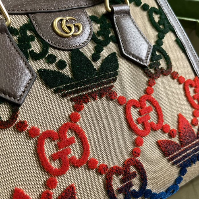 Gucci Unisex Adidas x Gucci Diana Medium Tote Bag Multicolor Velvet GG Trefoil Canvas