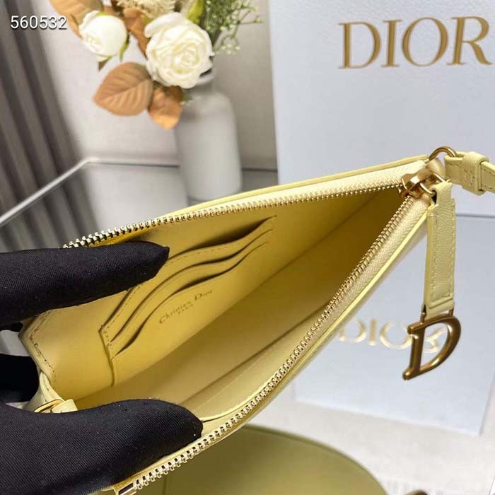 Dior CD Women Saddle Rodeo Pouch Pastel Yellow Goatskin