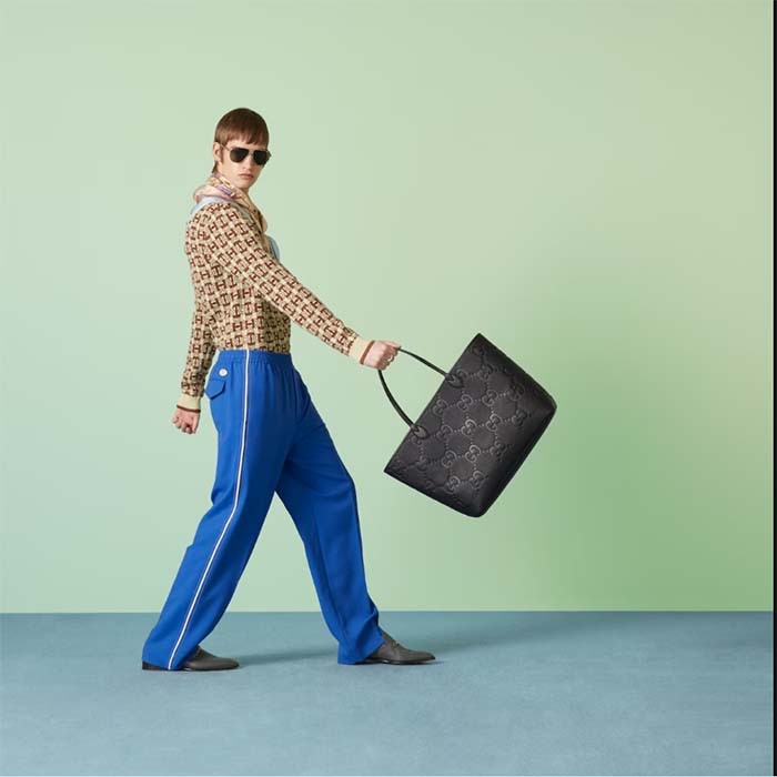 Gucci Unisex Jumbo GG Large Tote Bag Black Jumbo GG Leather