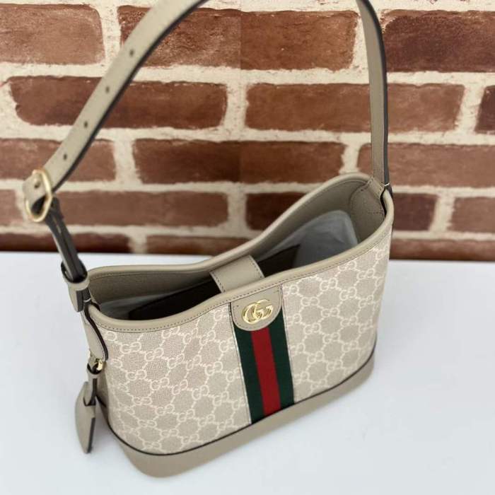 Gucci Unisex Ophidia GG Small Shoulder Bag Beige White GG Supreme Canvas