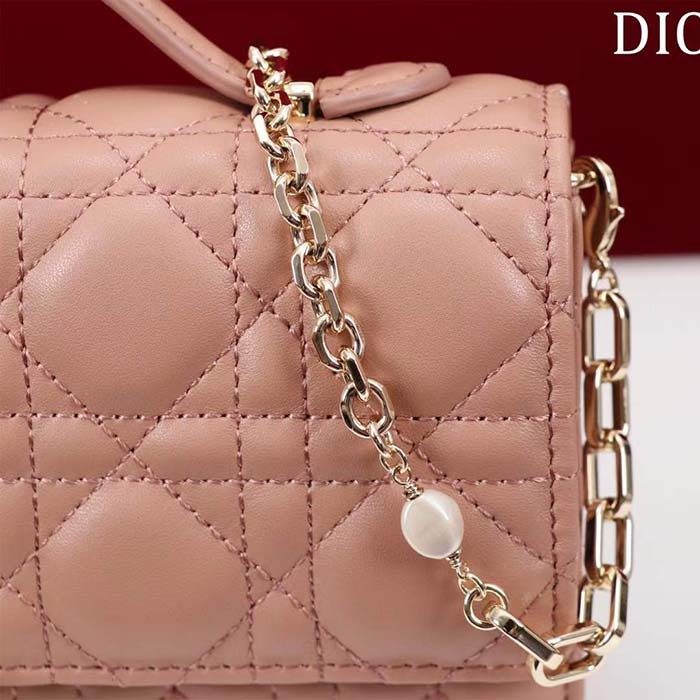 Dior Women CD My Dior Mini Bag Rose Des Vents Cannage Lambskin