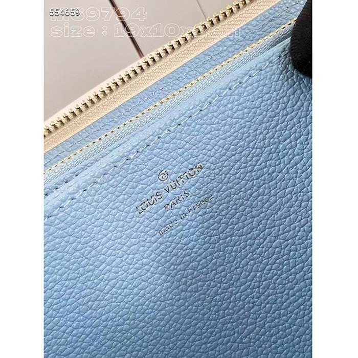 Louis Vuitton LV Unisex Zippy Wallet Blue Monogram Embossed Grained Cowhide Leather M83308