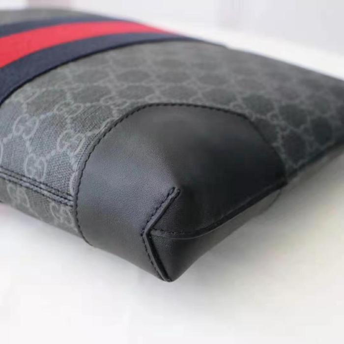 Gucci GG Men GG Black Messenger in Black/Grey GG Supreme Canvas