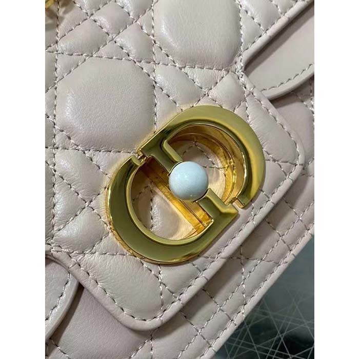 Dior Women Mini Dior Jolie Top Handle Bag Powder Pink Cannage Calfskin