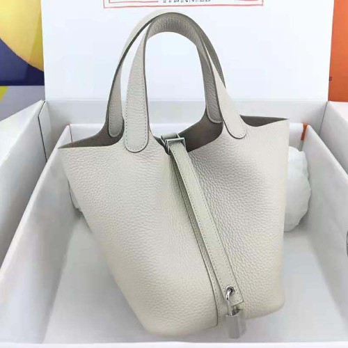 Hermes Women Picotin Lock 22cm in Cowhide leather-White