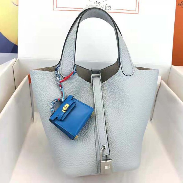 Hermes Women Picotin Lock 22cm in Cowhide leather-Blue