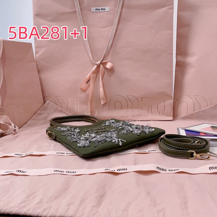 5BA281 miu new beaded embroidered ivy bag