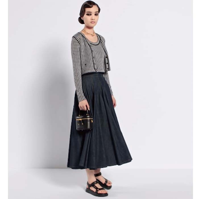 Dior Women Small CD Signature Vanity Case Black Calfskin Embossed Leather Handle