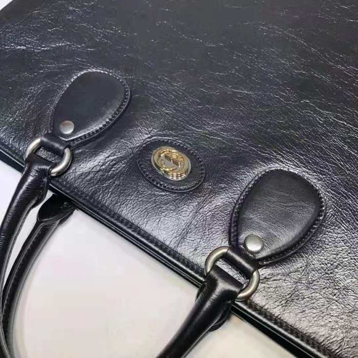 Gucci GG Men Soft Leather Tote in Black Soft Leather
