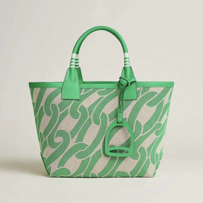Hermes Unisex Steeple 25 Ecru Tote Bag-Green H084533CKAA