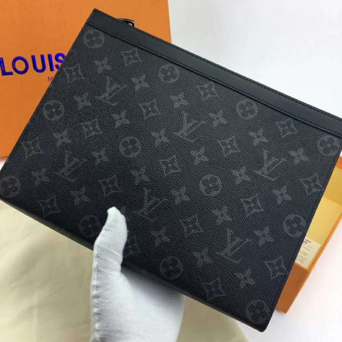 Louis Vuitton LV Unisex Pochette Voyage MM Bag in Monogram Eclipse canvas-Grey