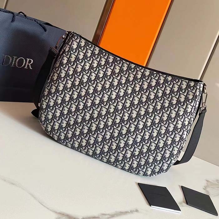 Dior Unisex CD Saddle Soft Bag Beige Black Dior Oblique Jacquard
