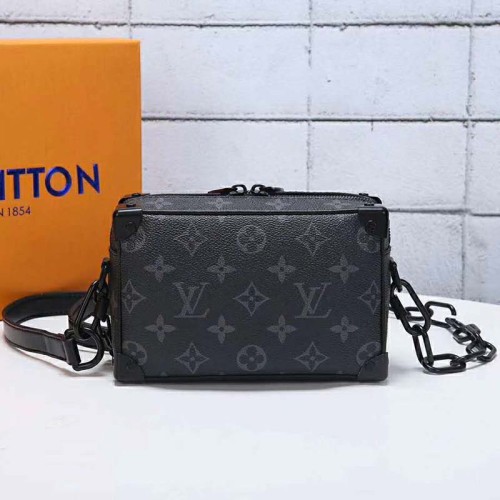 Louis Vuitton LV Unisex Mini Soft Trunk Bag in Monogram Eclipse Canvas and Chain