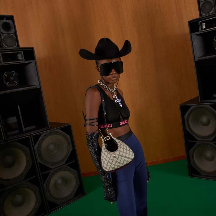 Gucci Women Attache Small Shoulder Bag Beige Blue GG Supreme Canvas