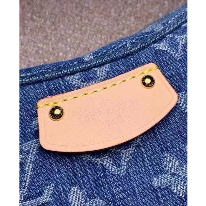 Louis Vuitton LV Unisex Croissant MM Denim Blue GOTS Certified Cotton Monogram Denim