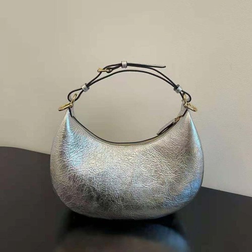 Fendi Women Fendigraphy Small Silver Laminated Leather Bag