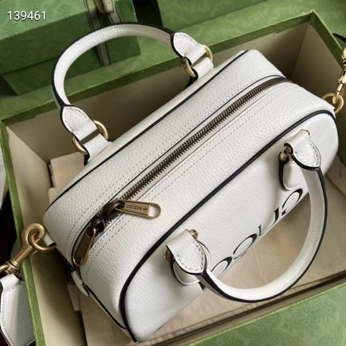 Gucci Unisex Adidas x Gucci Mini Duffle Bag Off-White Leather Interlocking G