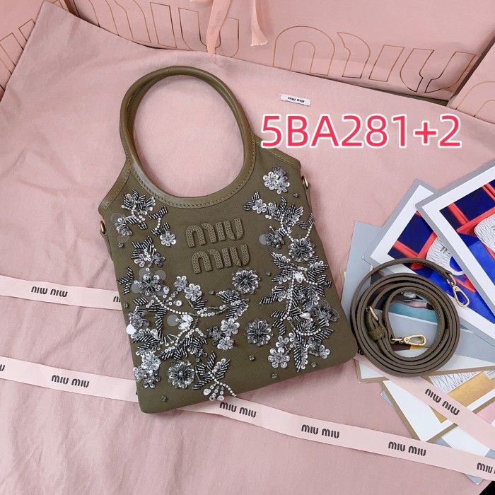 5BA281 miu new beaded embroidered ivy bag