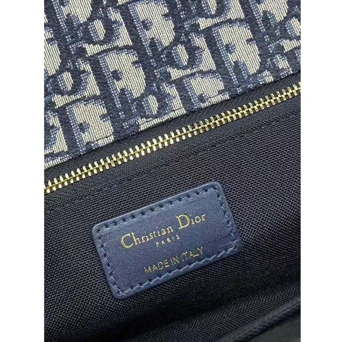 Dior Women 30 Montaigne Chain Bag Blue Dior Oblique Jacquard
